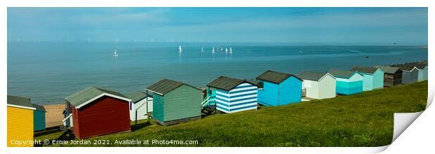 Tankerton Beach Huts Print by Ernie Jordan