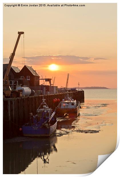  Sunset at Whitstable Harbour,Kent Print by Ernie Jordan