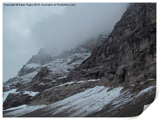  The Eiger, Switzerland, looking back at 1st pilla Print by Dawn Rigby