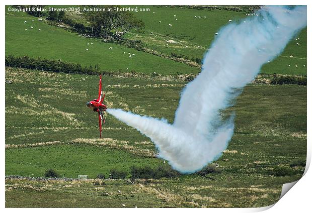  Red Arrows fast & low....smoke on... Print by Max Stevens