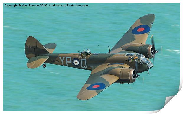  Bristol Blenheim Mk1 low over the sea Print by Max Stevens