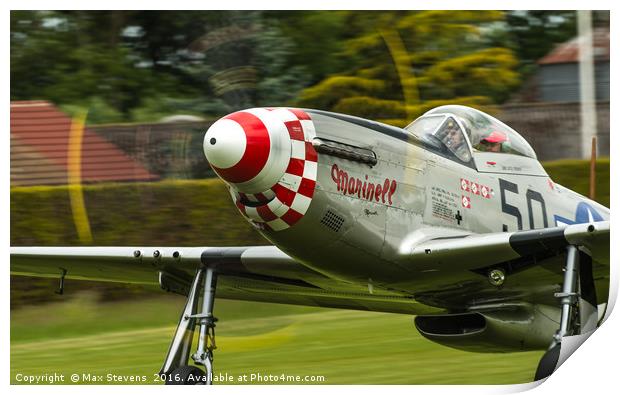 Mustang P51D "Marinell" full power take off Print by Max Stevens