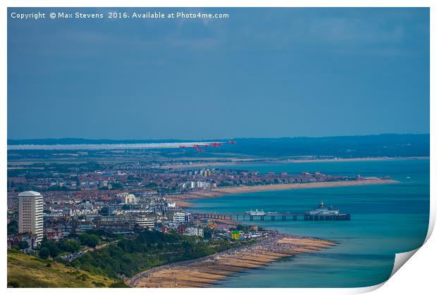 The Red Arrows open the Eastbourne Airshow Print by Max Stevens