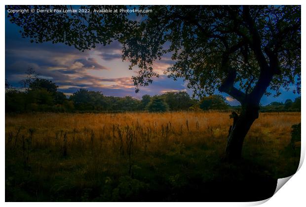 Sunset In Birtle Lancashire Print by Derrick Fox Lomax