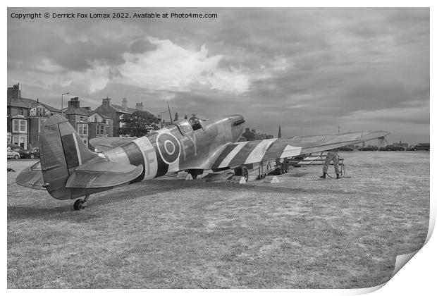 Spitfire on lytham common Print by Derrick Fox Lomax