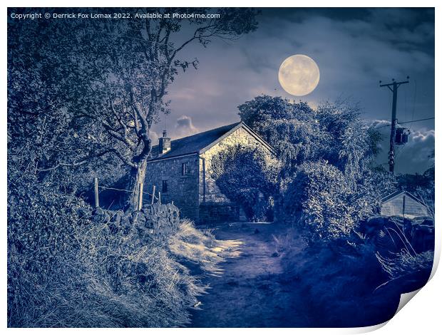 Birtle by moonlight Print by Derrick Fox Lomax