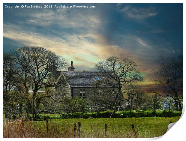 countryside farmhouse Print by Derrick Fox Lomax