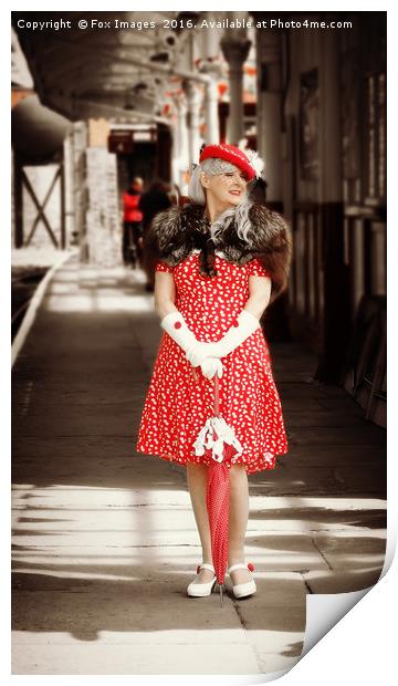 Lady in red Print by Derrick Fox Lomax