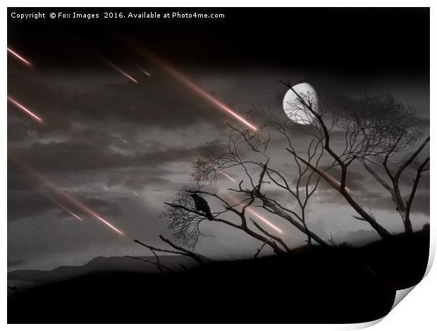  Crow and the Moon skyline Print by Derrick Fox Lomax