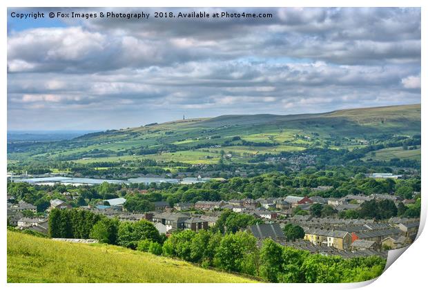 Holcombe hill and haslingden Print by Derrick Fox Lomax