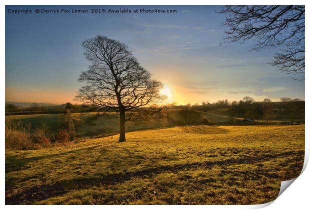 Sunset in Birtle Lancashire Print by Derrick Fox Lomax