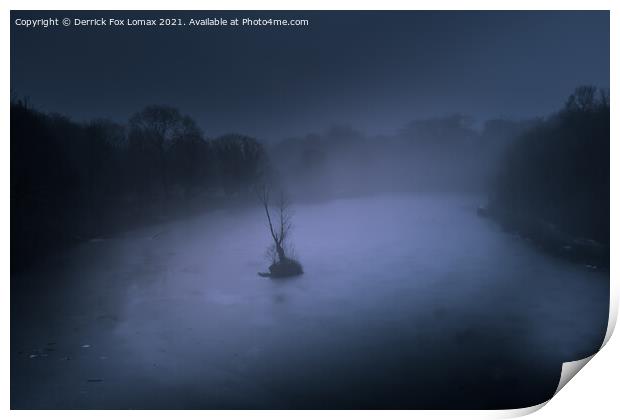 Mist On Greenmount island, Bury Print by Derrick Fox Lomax