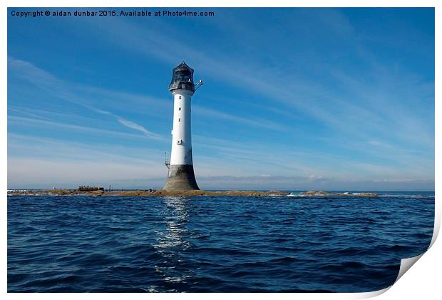  Bellrock lighthouse Arbroath low tide in colour  Print by aidan dunbar