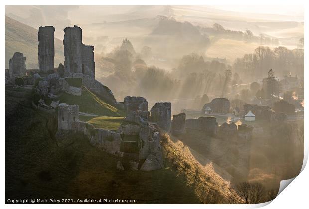 Dawn at Corf Castle, Isle of Purbeck, Dorset Print by Mark Poley
