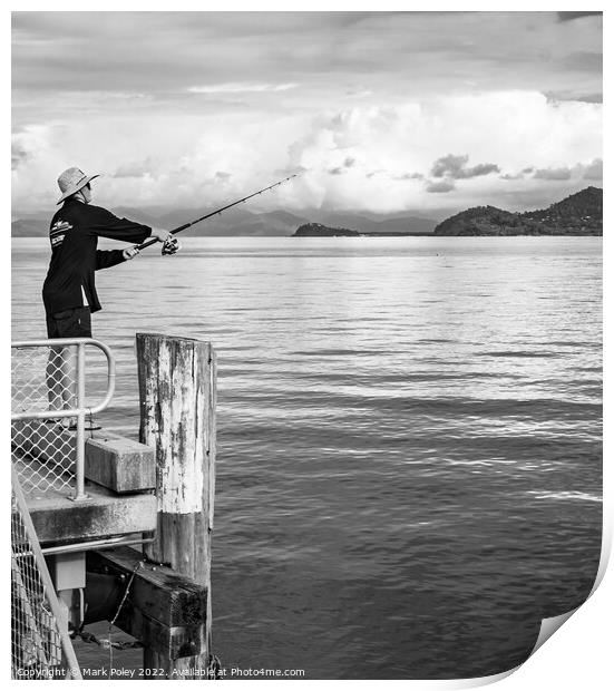 Fishing on the Palm Cove Jetty, Queensland, Australia Print by Mark Poley