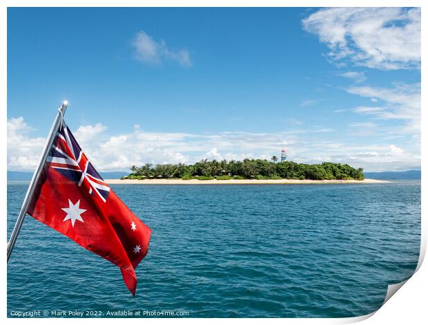 Australia Flag at Low Island, Great Barrier Reef  Print by Mark Poley