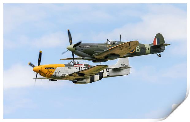  Spitfire and Mustang - Brothers in arms in WW2 Print by Chris Warham
