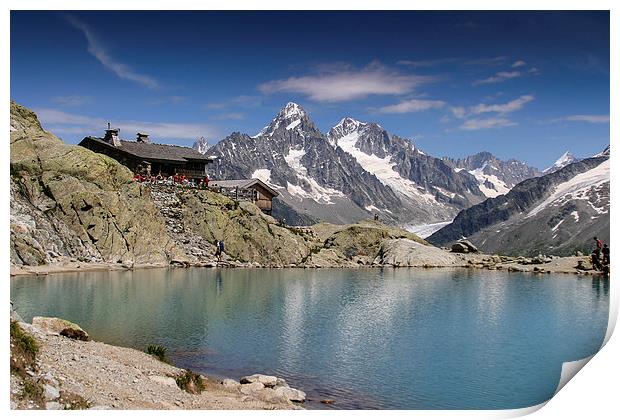  Tour de Mont Blanc - Lac Blanc refuge Chamonix Print by Chris Warham