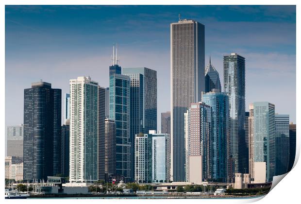 Chicago downtown skyline.  Print by Chris Warham
