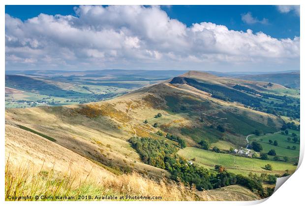 Peak District - The Great Ridge at Castleton Print by Chris Warham