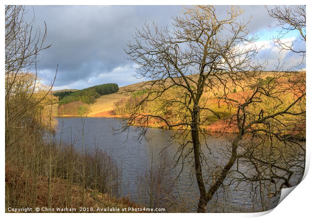 Goyt Valley and Errwood Resevoir at sunset Print by Chris Warham