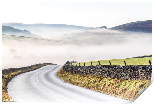 Peak District on a misty morning  - Wildboarclough Print by Chris Warham