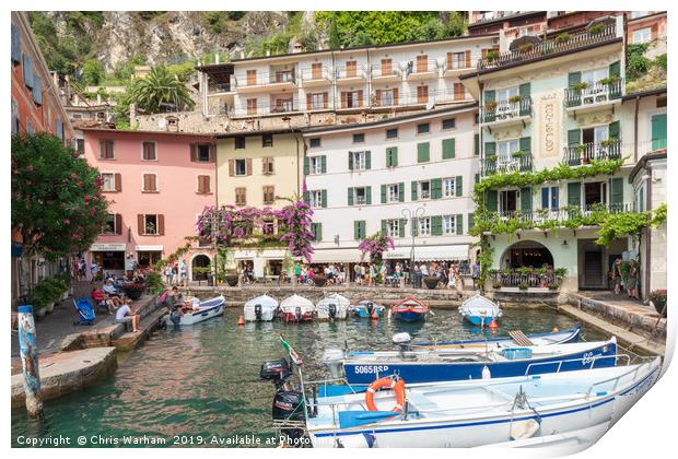 Limone Lake Garda harbour Print by Chris Warham