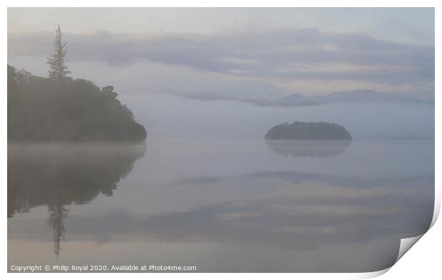Islands in the Mist, Derwentwater, Lake District Print by Philip Royal