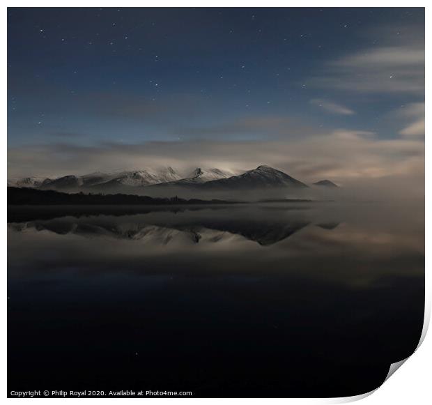 Night Clouds Bassenthwaite Lake, Lake District Print by Philip Royal