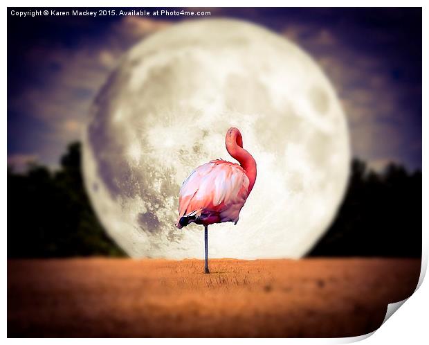  Flamingo Moon Print by Karen Mackey