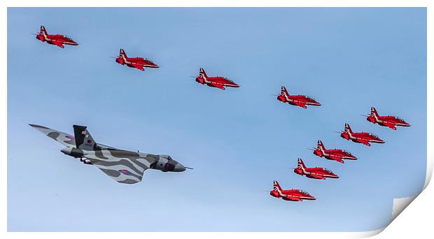 Vulcan Reds Flypast RIAT 2015 Saturday Print by martin davenport