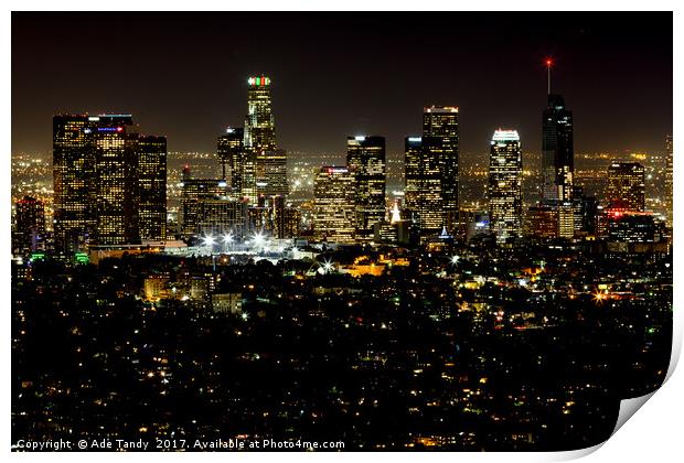 Los Angeles Skyline Print by Ade Tandy