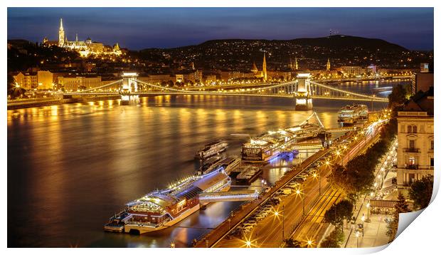 Illuminated Budapest on Danube Print by Phil Durkin DPAGB BPE4