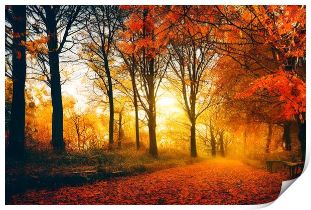 Autumn At The Park Print by Adam Kelly