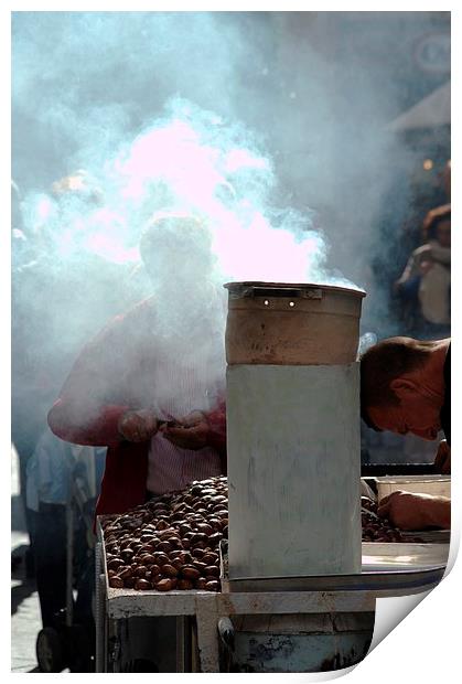 The baked nut seller Print by Jose Manuel Espigares Garc