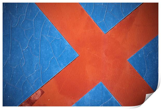 Abstraction of a red cross on a blu background Print by Jose Manuel Espigares Garc