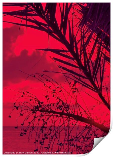 Romantic Red Sunset Paradise Print by Beryl Curran