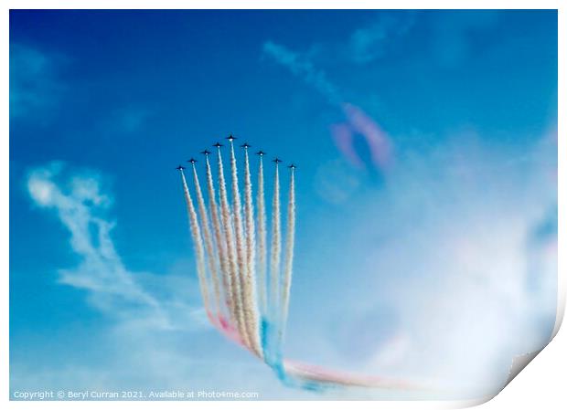 Spectacular Red Arrows Display over Carbis Bay Cor Print by Beryl Curran