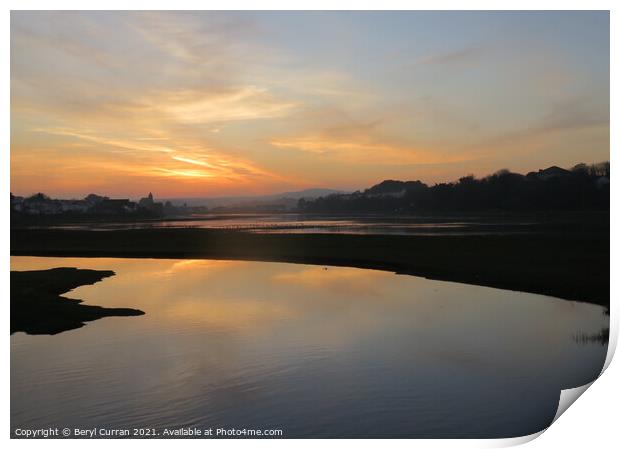 Golden Sunset Reflecting on Hayle Estuary Print by Beryl Curran