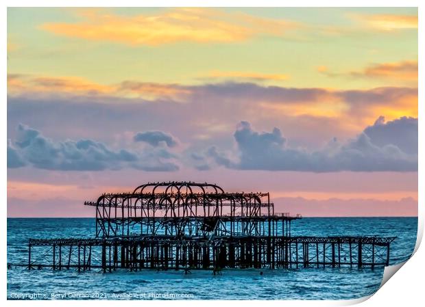 Majestic Sunset at West Pier Print by Beryl Curran