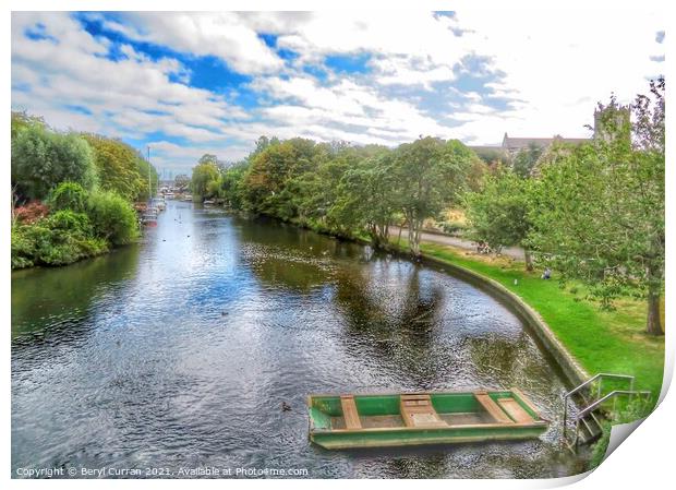 Serene Punting on the River Avon Print by Beryl Curran