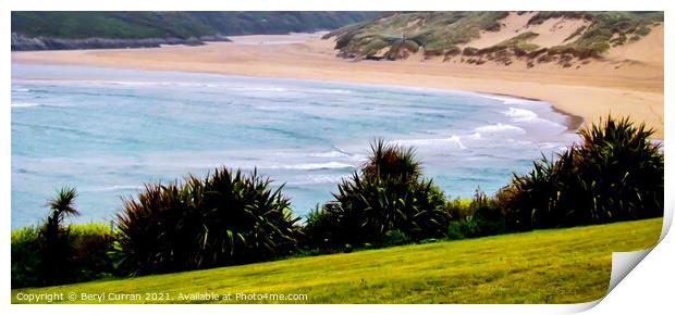 Tranquil Beauty of Crantock Beach Print by Beryl Curran