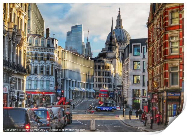 Majestic St Pauls Cathedral View Print by Beryl Curran