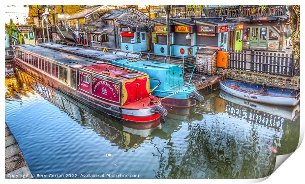 Serene Canal Tour in Camden Print by Beryl Curran