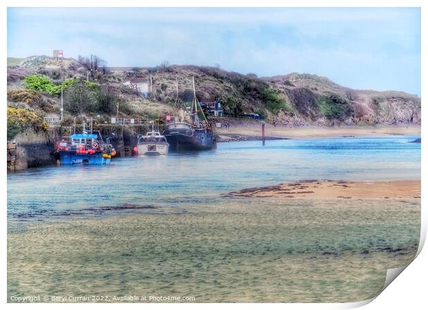 Serene Boats on the River Hayle Print by Beryl Curran