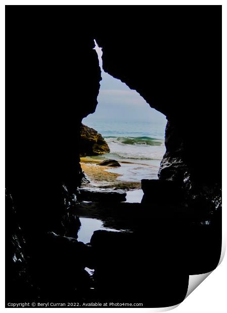 Secluded Beach Cave Print by Beryl Curran