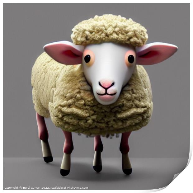 Adorable Wooly Lamb Print by Beryl Curran