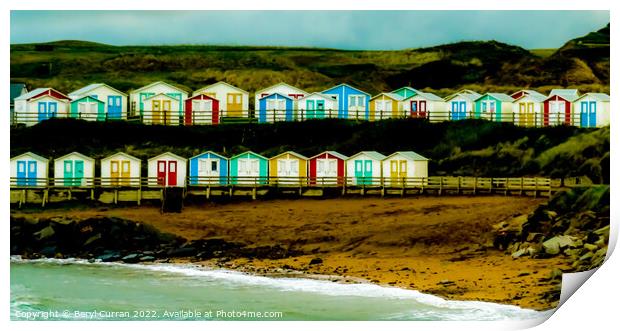 Coastal Colourful Cornish Huts Print by Beryl Curran