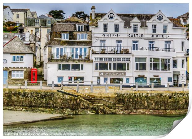 Majestic Hotel Overlooking the Enchanting St Mawes Print by Beryl Curran