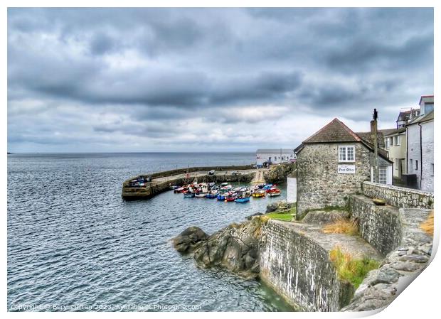 Picturesque Coverack Harbour Print by Beryl Curran